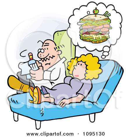 Clipart Woman Talking To Her Therapist About Her Sandwich Cravings    