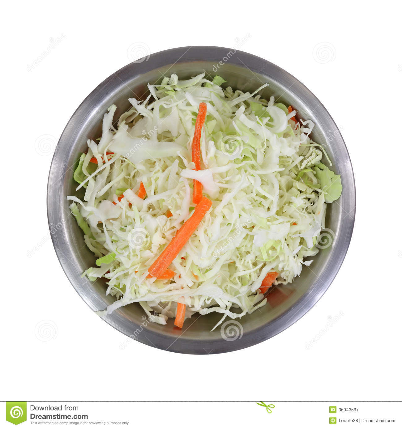 Coleslaw Stainless Steel Mixing Bowl Top View On White Royalty Free