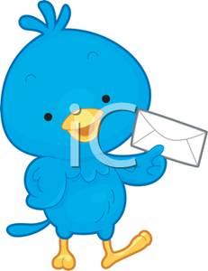 Cute Bluebird Delivering Mail   Royalty Free Clipart Picture