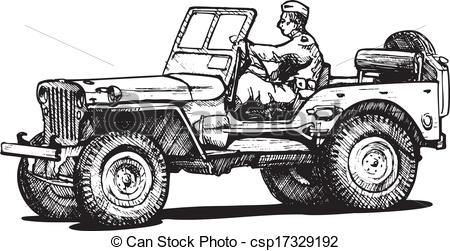 Eps Vectors Of World War Two Army Jeep   Vector Drawing Of Army Jeep