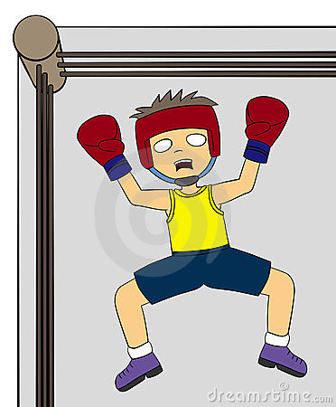 Funny Illustration Of A Cartoon Boxer Knocked Out From A Fight