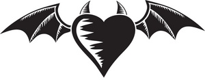 Heart Clipart Image   Flying Heart Of Love With Bat Wings And Devil