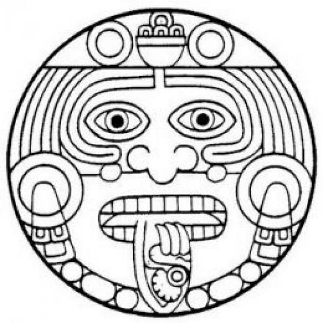 Outline Aztec Tattoo On Left Half Sleeve