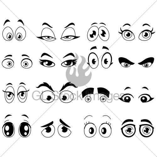 Outlined Cartoon Eyes   Gl Stock Images