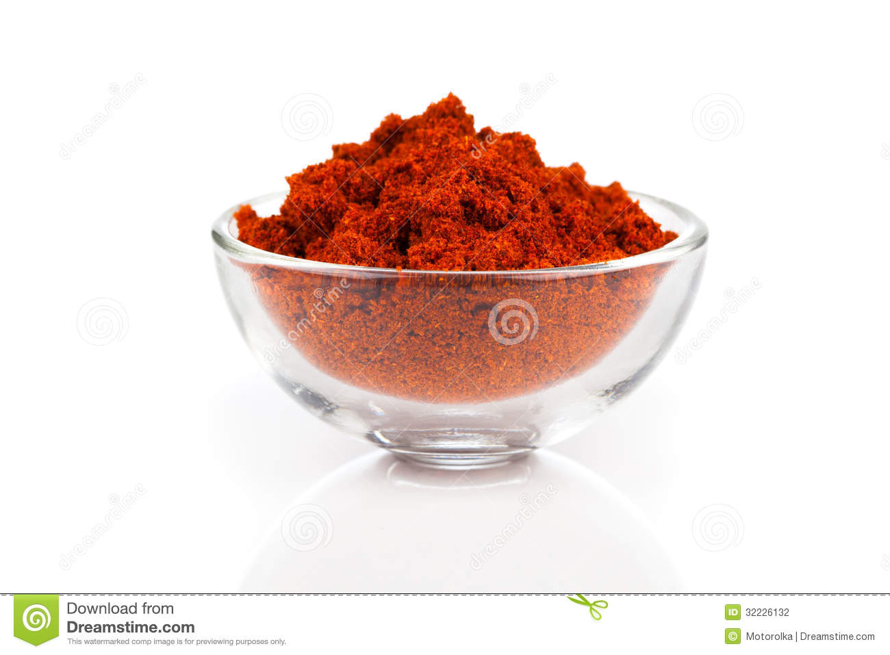 Paprika Spice In Glass Bowls On White Background