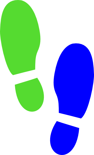 Shoe Print Blue Green Clip Art