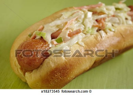 Stock Image   Hot Dog With Cole Slaw  Fotosearch   Search Stock Photos