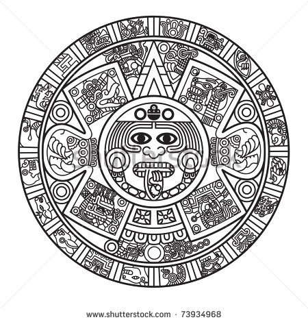 Stylized Aztec Calendar Raster Version Stock Photo 73934968    