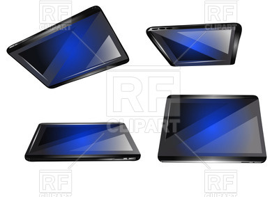 Tablet Pc In Different Positions Download Royalty Free Vector Clipart