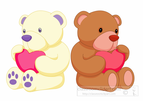 Toys Two Teddy Bears With Hearts Clipart 1161   Classroom Clipart