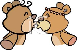 Two Teddy Bears Kissing   Royalty Free Clipart Picture