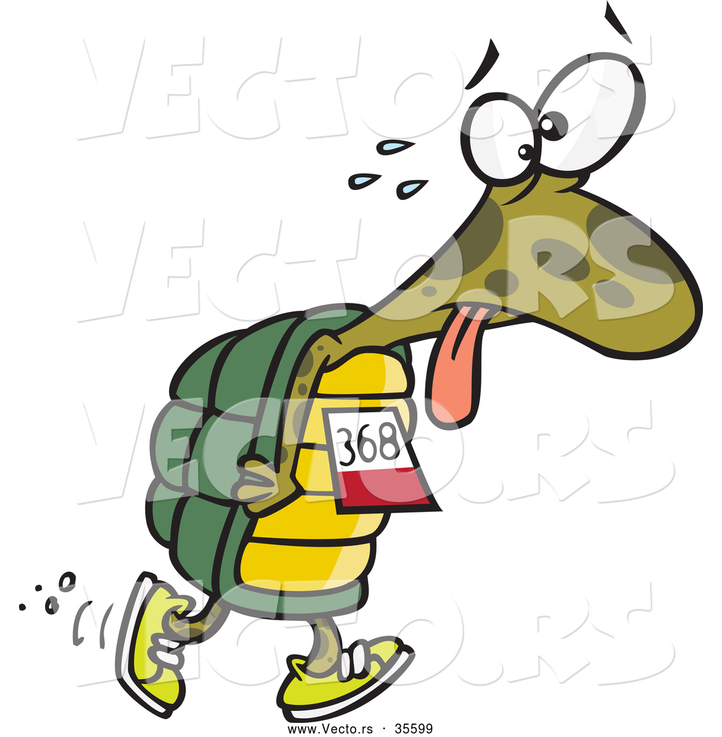 Vector Of A Tired Cartoon Turtle Walking In A Race By Ron Leishman    
