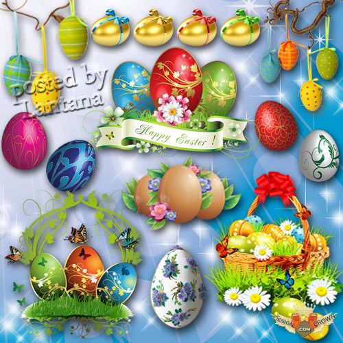 Wonderful Easter Png Clip Art With Ornamented And Colored Eggs