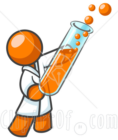 17702 Clipart Illustration Of An Orange Man Scientist Holding A Test