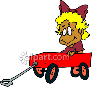 2016 4408 Small Blond Girl Sitting In A Red Wagon Clipart Image Jpg