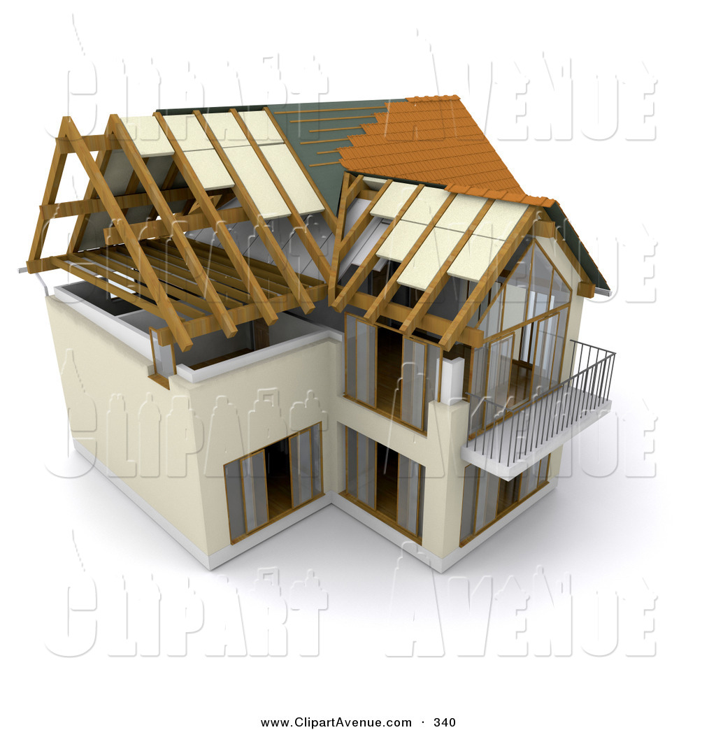 Avenue Clipart Of A Partially Built Two Story House With A Balcony And