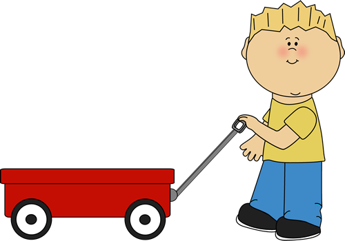 Boy Pulling A Wagon Clip Art Image   Little Boy Pulling A Red Wagon