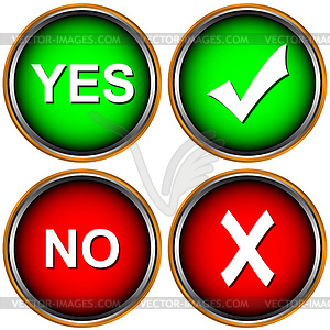 Buttons Yes And No   Vector Clipart