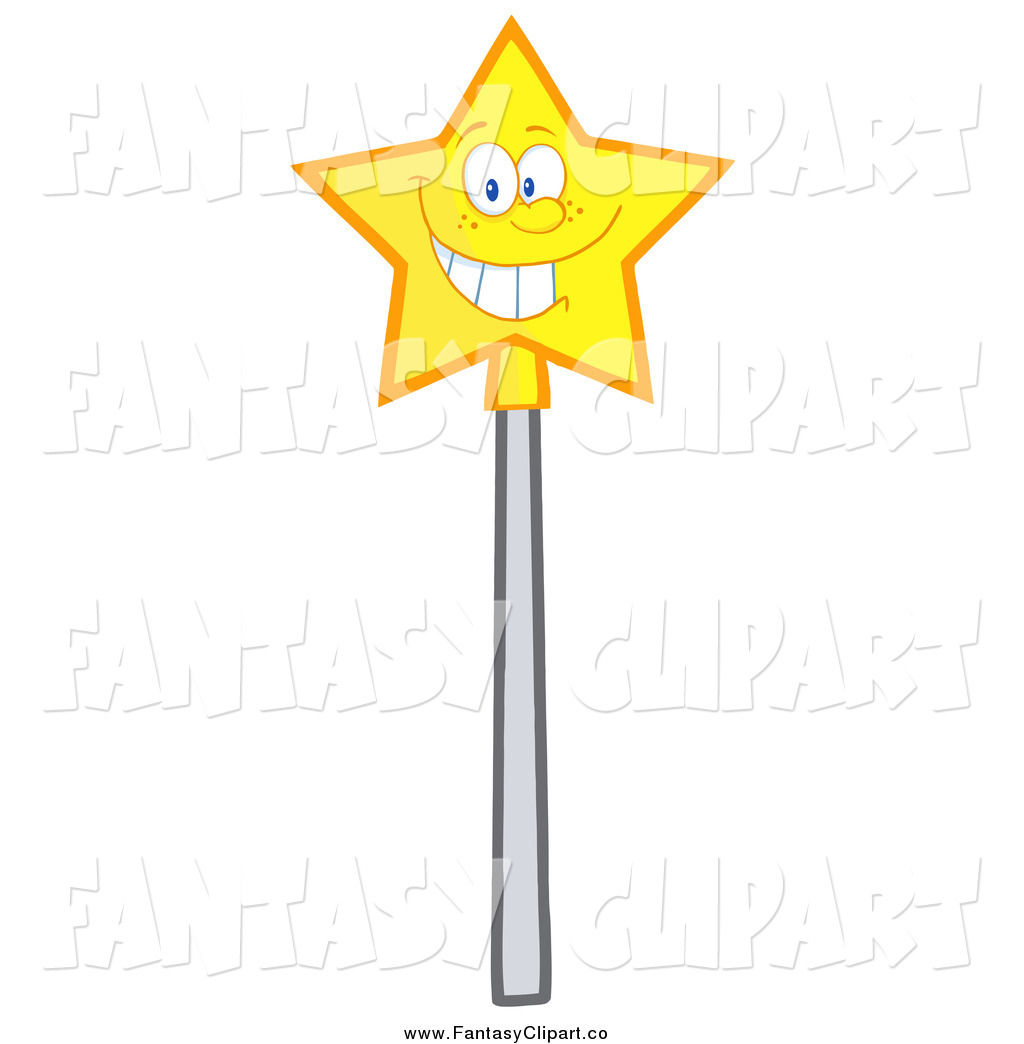 Clip Art Of A Happy Star Magic Wand Clipart