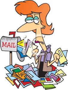 Clipart Image Of A Woman Drowning In Junk Mail 