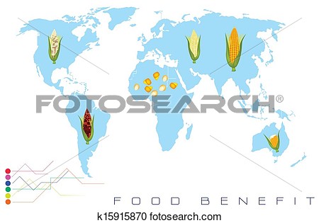 Clipart   Mapa Mundial Com Milho Producao E Consumo  Fotosearch