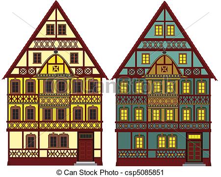 Clipart Of Two Old Farm Houses Isolated   These Two Farm Houses Could