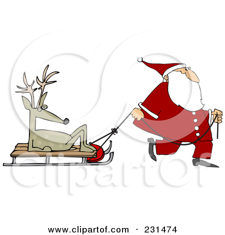 Clipart Reindeer Pulling Sled Flying