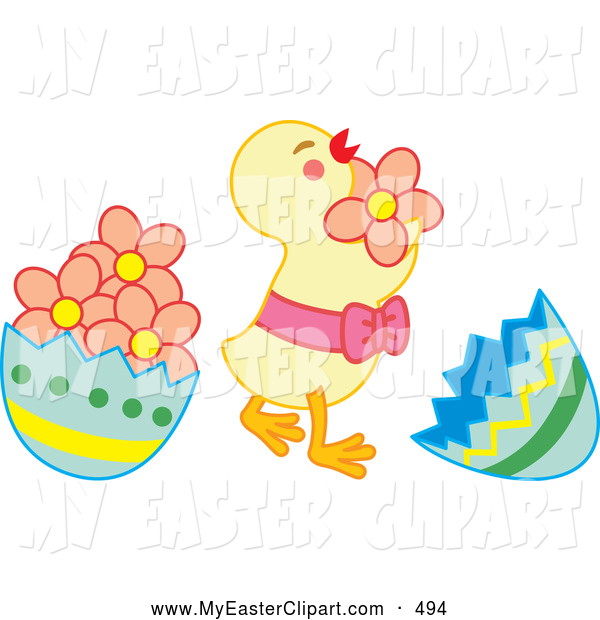 Cute Easter Egg Cartoon With Two Painted Dyed Eggs Hiding In The