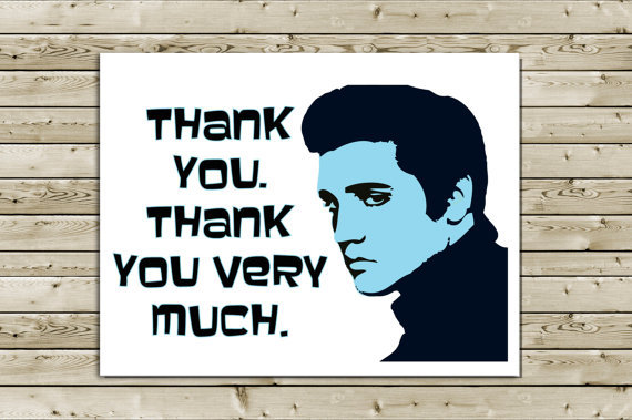 Funny Elvis Thank You Greeting Card    From Aloucreations On Etsy