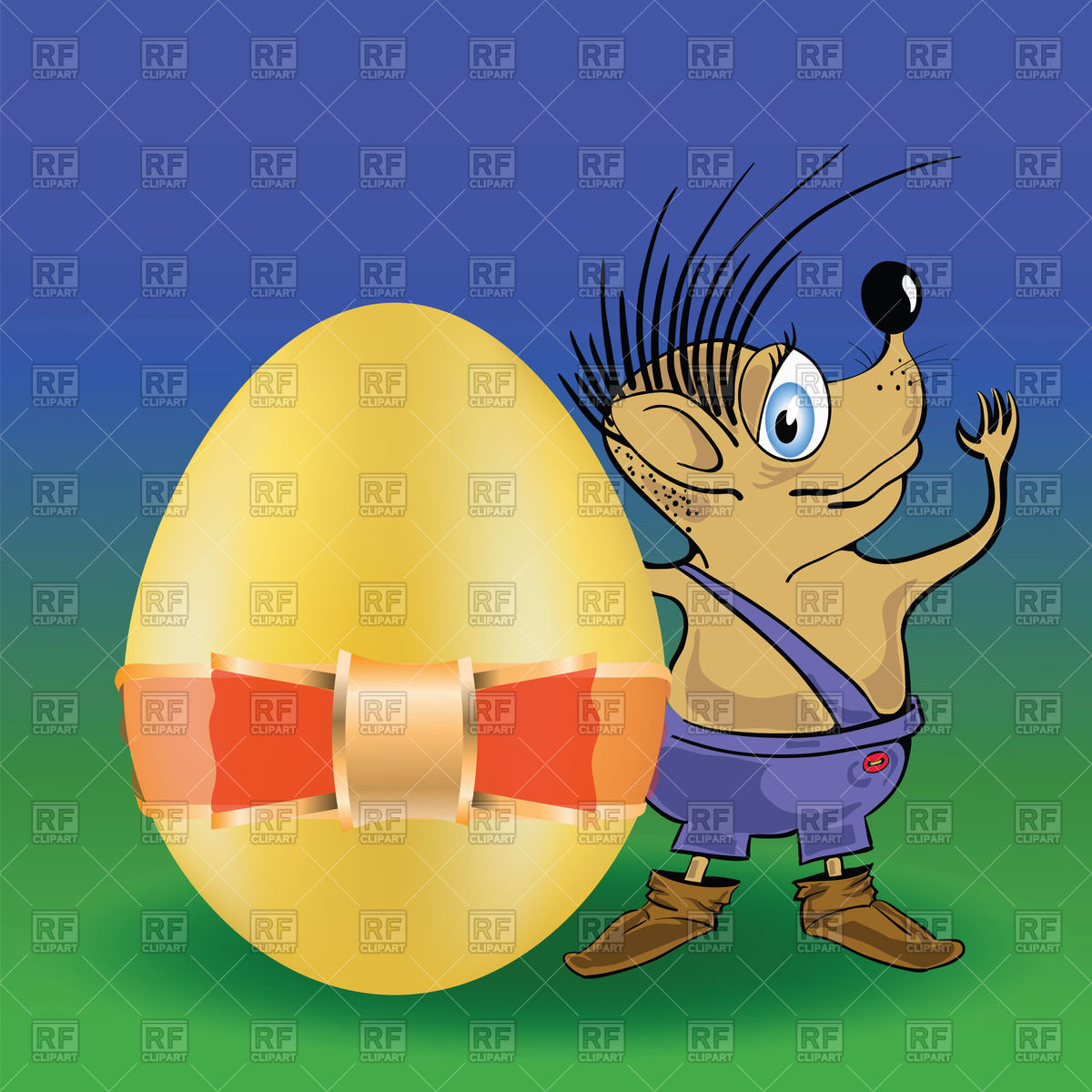 Funny Hedgehog With Easter Egg Download Royalty Free Vector Clipart    