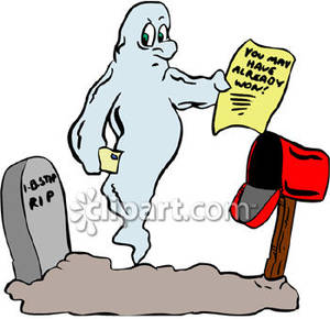Ghost With Junk Mail Royalty Free Clipart Picture