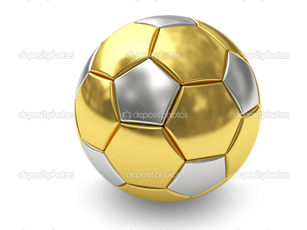 Gold Soccer Ball On White Background   Stock Photo   Madbit
