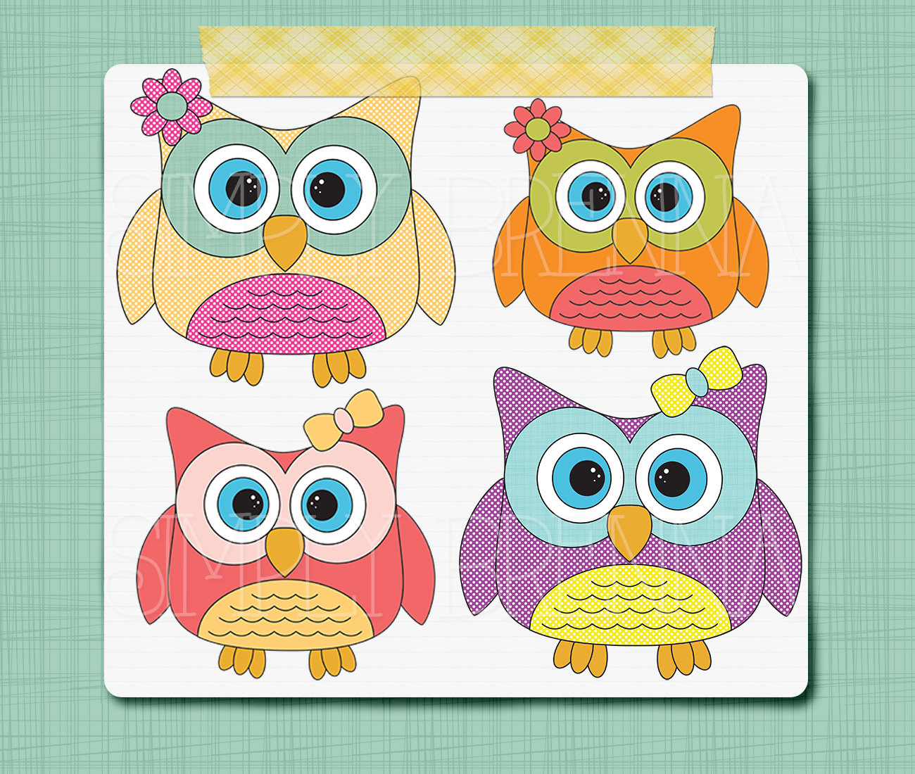 Owl Clip Art Digital Owl Clip Art Cute Girly Owl By Simplybrenna
