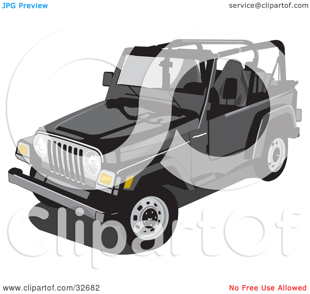 Red Jeep Clipart Clipart Illustration Of A
