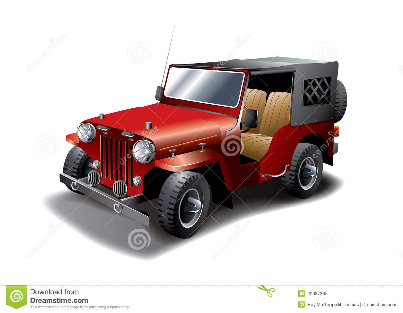 Red Jeep Clipart Red Vintage Jeep Illustration