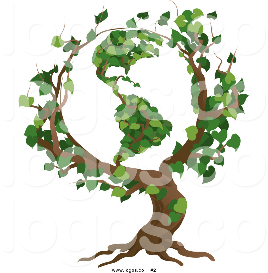Royalty Free Stock Logo Of A Tree With Branches And Leaves Shaping