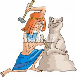     Sculptor Creating A Statue Of A Cat   Royalty Free Clipart Picture
