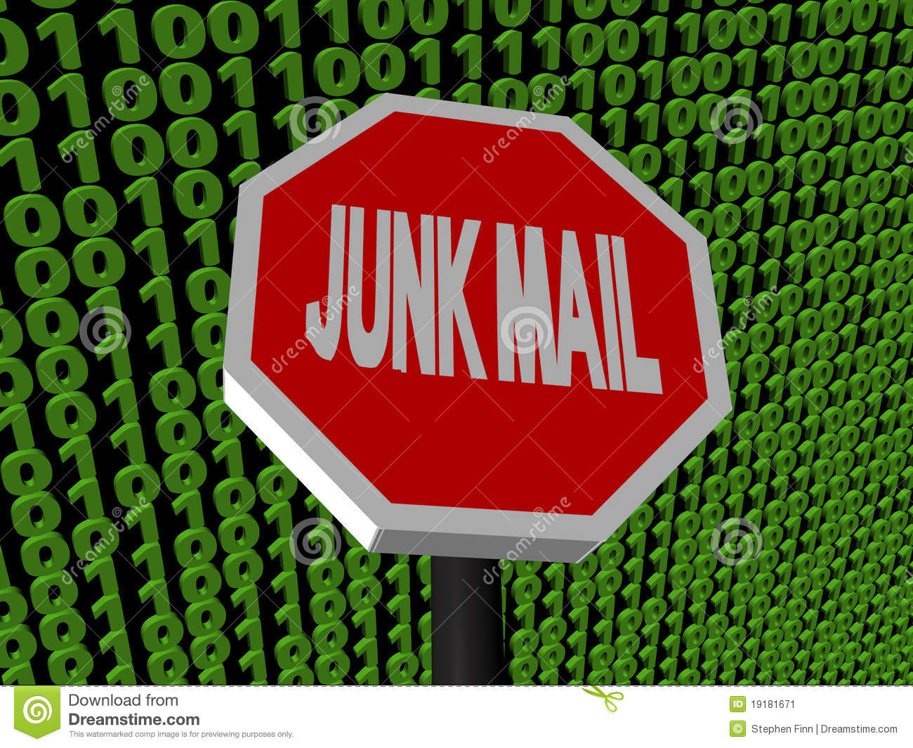 Stop Junk Mail Sign On Binary Stock Image   Image  19181671