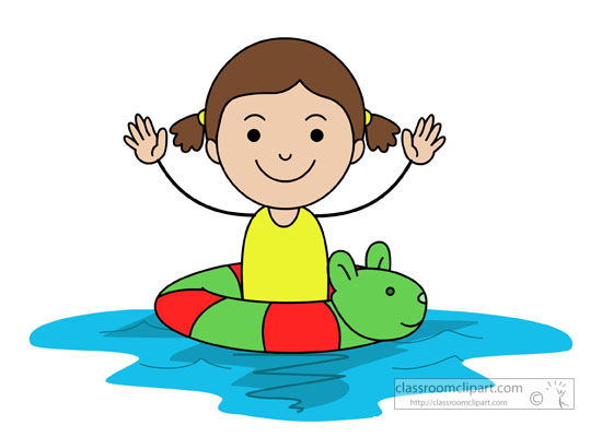 Swimming Clipart   Child In Swimming Pool In Animal Inner Tube