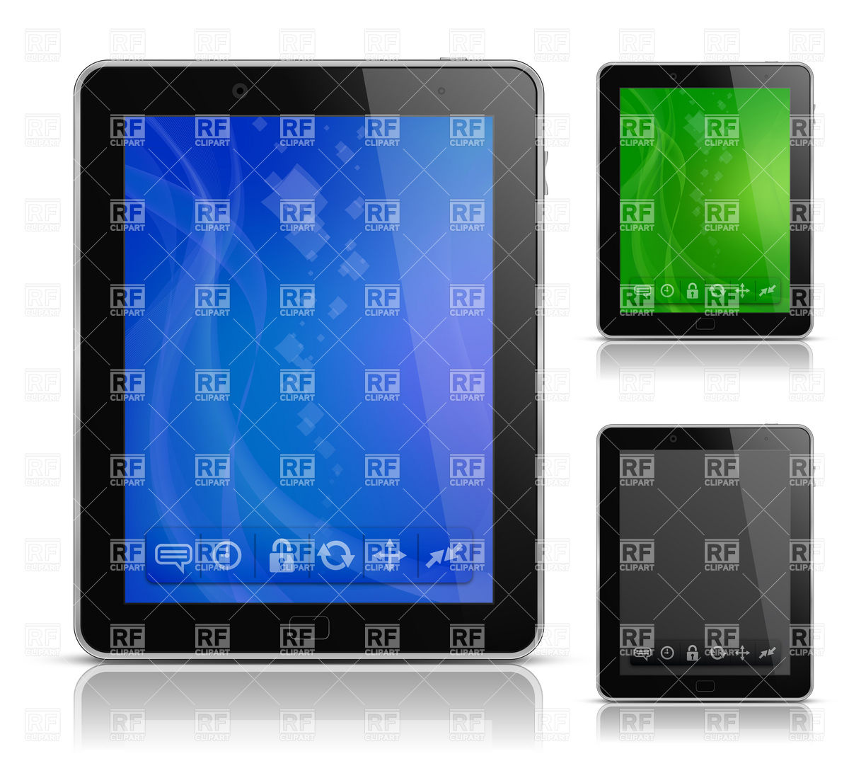 Tablet Pc With Abstract Background And Icons Download Royalty Free