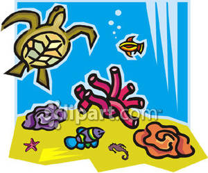 Underwater Scene With Sea Life And Coral Royalty Free Clipart Picture