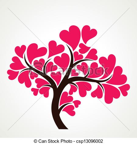 Vector Clipart Of Lover Tree With Pink Heart Shape Leaf Stock Vector