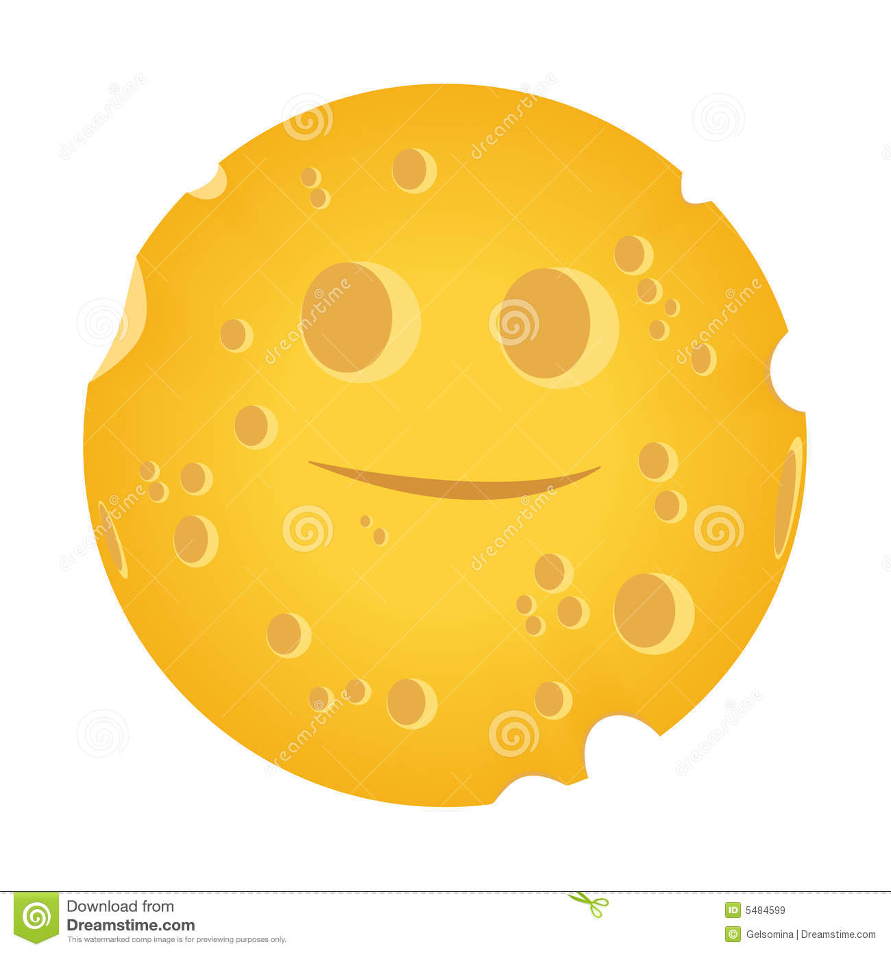 Yellow Moon Cheese On A White Background  Vector Illustration Is