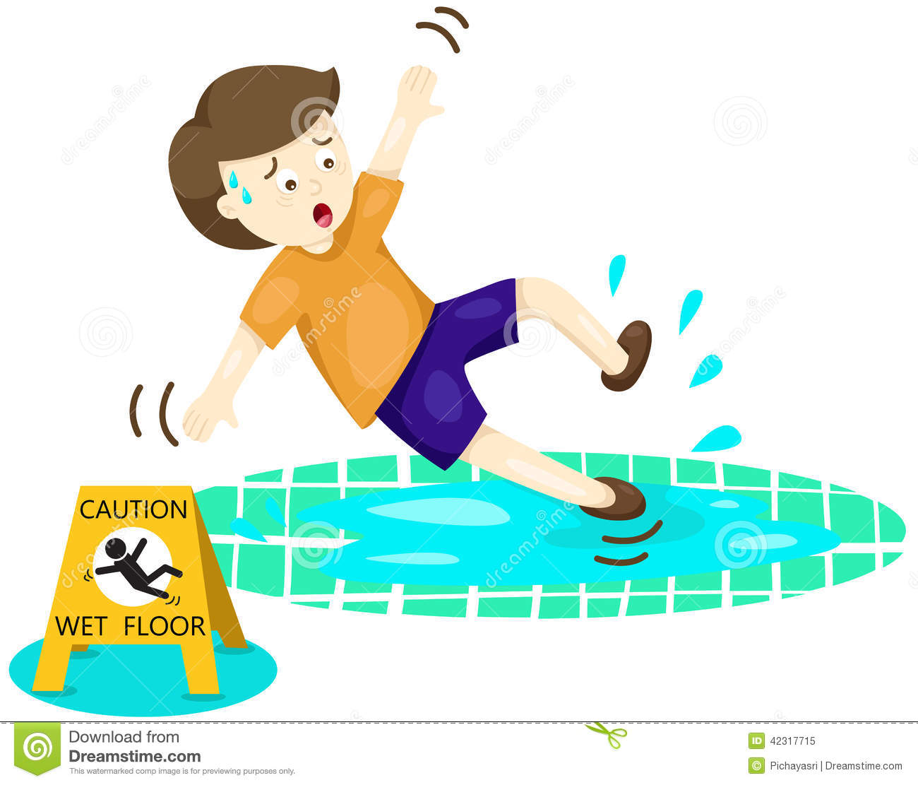 Boy Falling On Wet Floor Stock Vector   Image  42317715