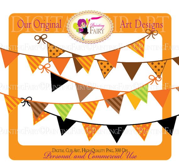 Buy 2 Get 1 Free Bunting Clipart Halloween Thanksgiving Autumn Fall