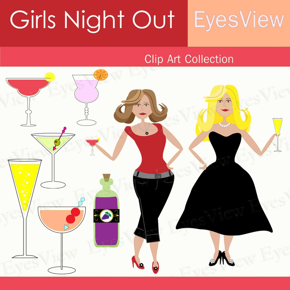 Clip Art Clipart Girls Night Out Instant By Inkandwhimsy2