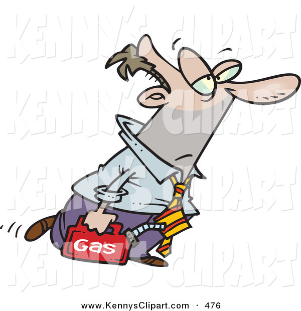 Clip Art Of An Exhausted Caucasian Business Man Walking With A Can Of    