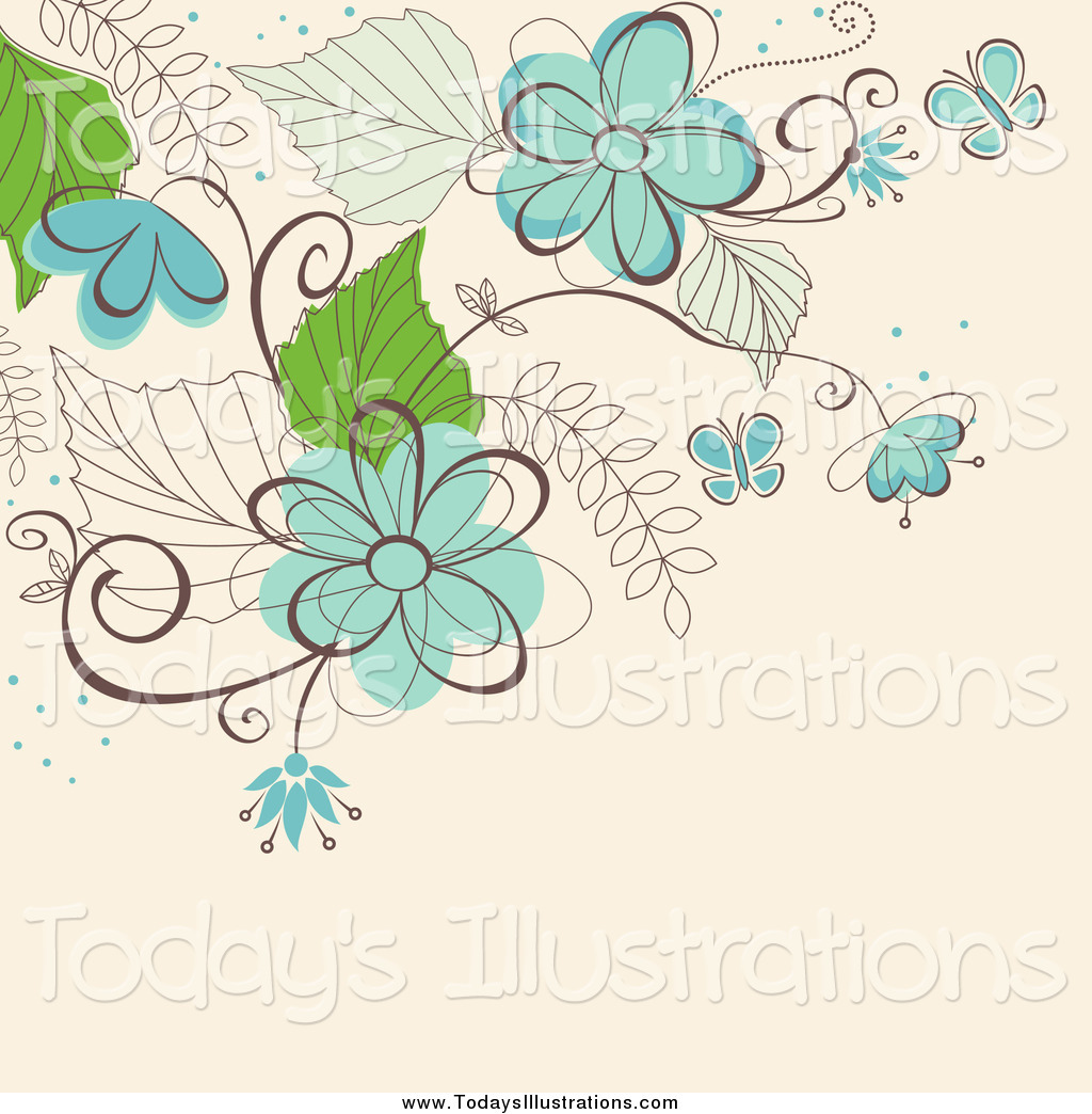 Clipart Of A Beige And Turquoise Floral Background By Seamartini