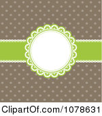 Clipart Retro Green And Brown Polka Dot And Ribbon Frame Invitation