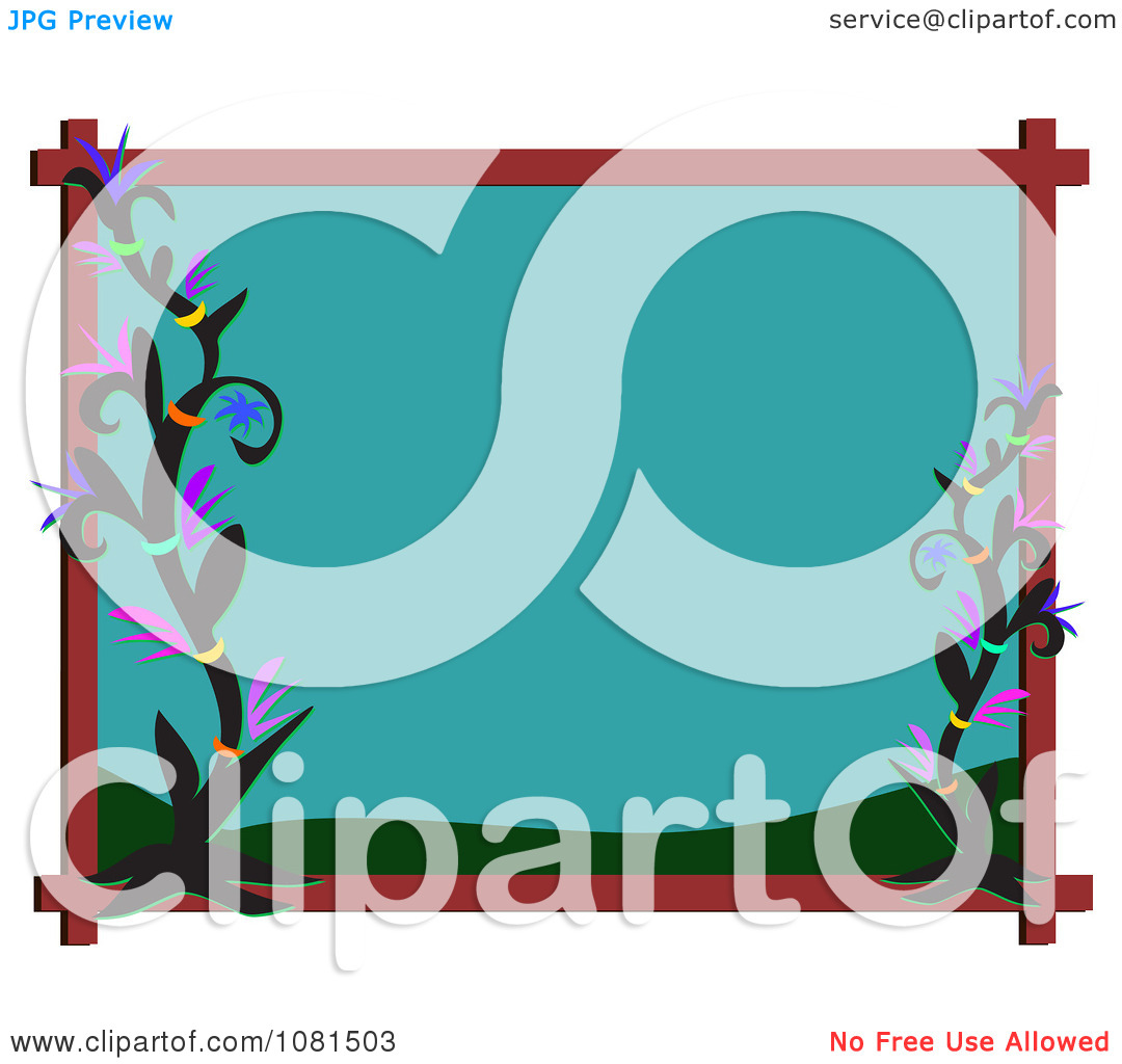 Clipart Turquoise Frame With Tribal Flowers   Royalty Free Vector